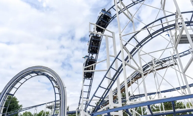 Roller coaster in the amusement park.