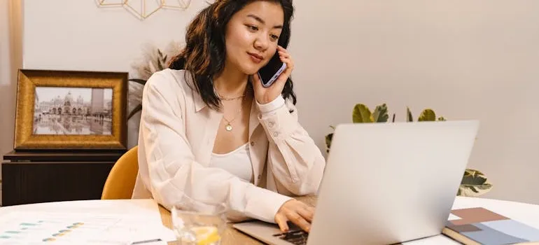 A person using their laptop